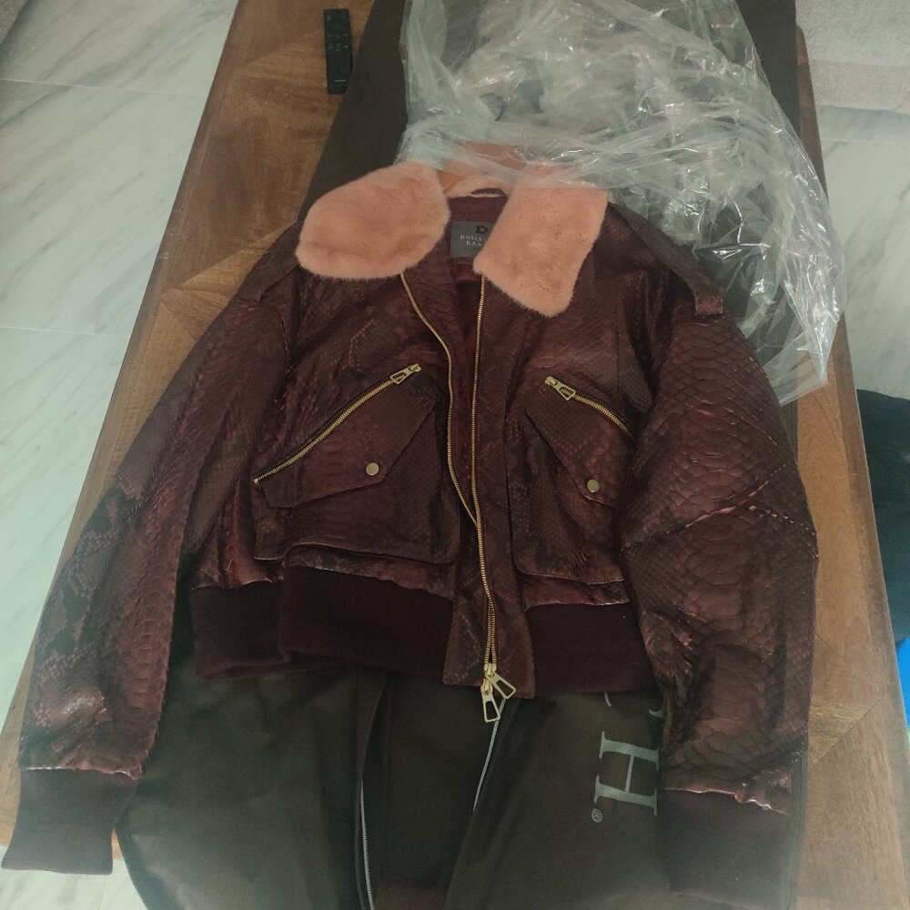 Double D Ranch Presley Style Python And Mink Jack… - image 1